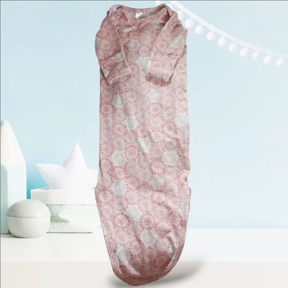 aden + anais Pink/White Floral Baby Gown-0-3Mos EUC